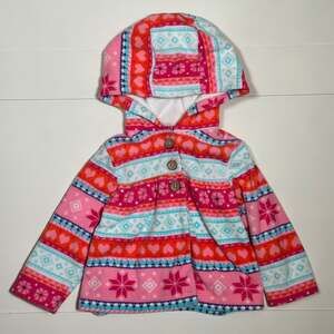 Carter's Baby Girls Patterned Fleece Full-Zip Hoodie Jacket Size 12M
